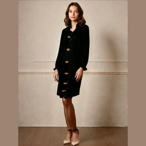 Steve Fabrikant Vintage Black Wool Blend Dress Medium